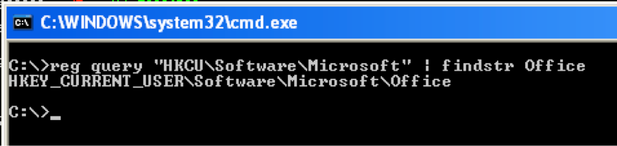 図1 Microsoft OfficeのインストールでデフォルトではWindowsレジストリに"Office Test"キーが存在しない