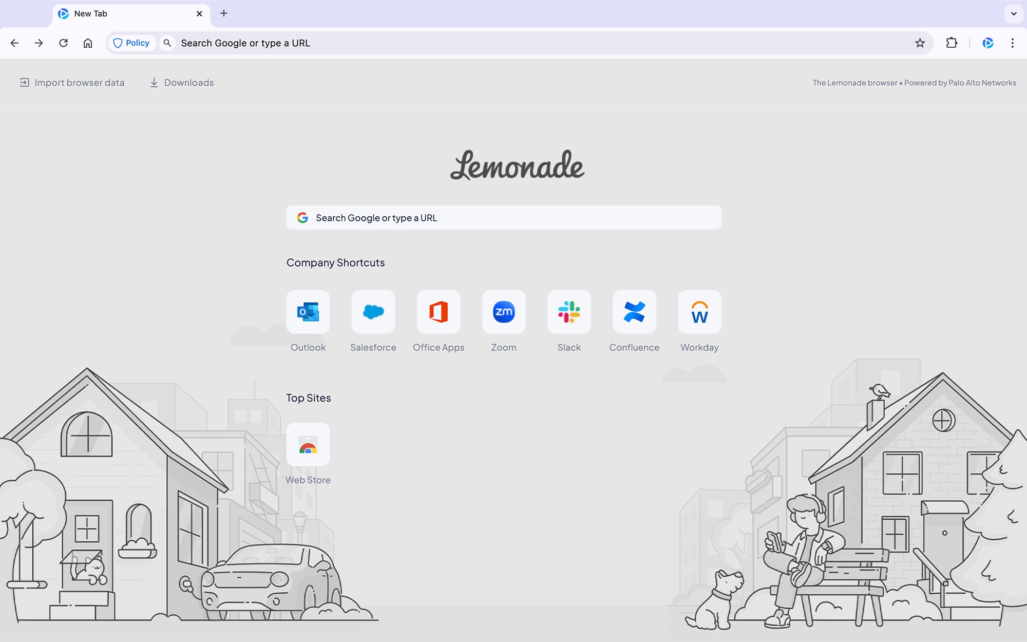 PABレモネード社の新規タブ