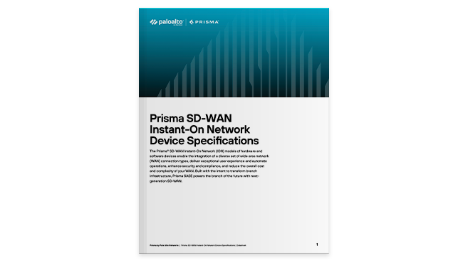 Prisma SD-WAN Instance-On Network Device Specifications