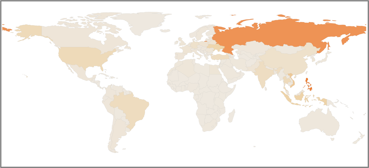 図 8 Rarog感染の世界的分布