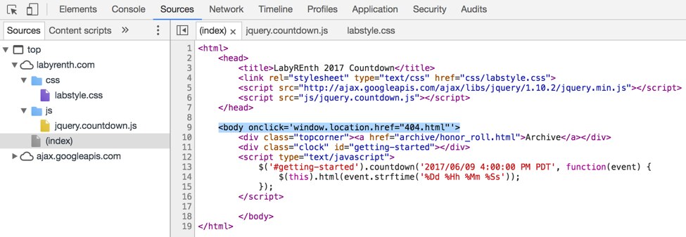 図3 index.htmlを示す開発者ツール