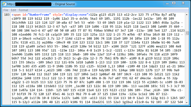 図3:2016年6月の侵害されたWebサイトのページに埋め込まれた擬似Darkleechスクリプトの先頭部分。