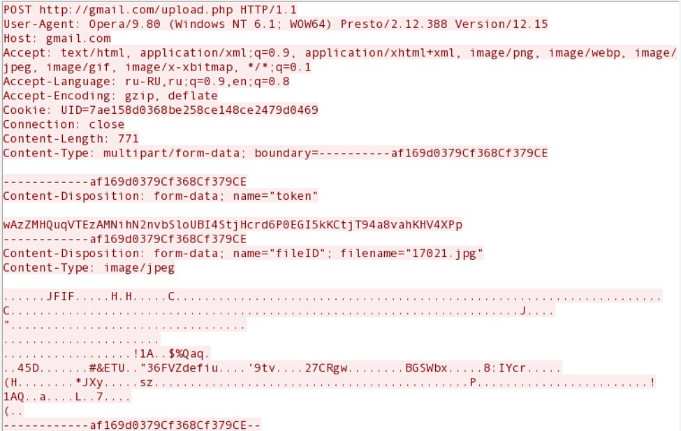 図 6暗号化されたデータの HTTP POST リクエスト