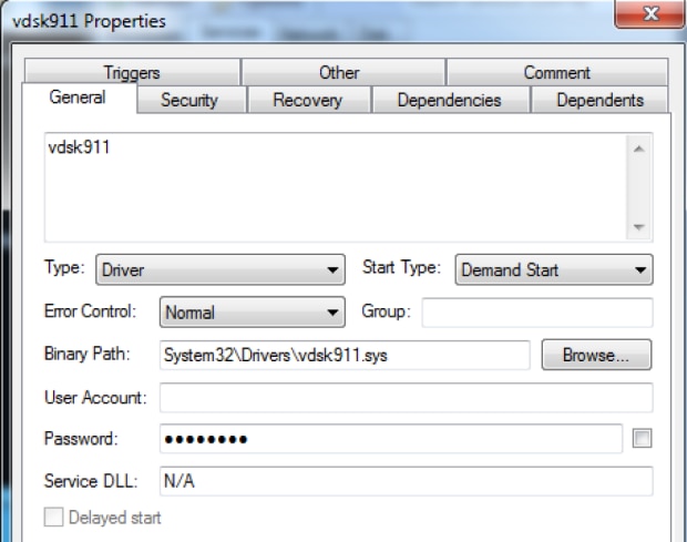 図2 Disttrackワイパーによって作成されたRawDiskカーネル ドライバ サービス