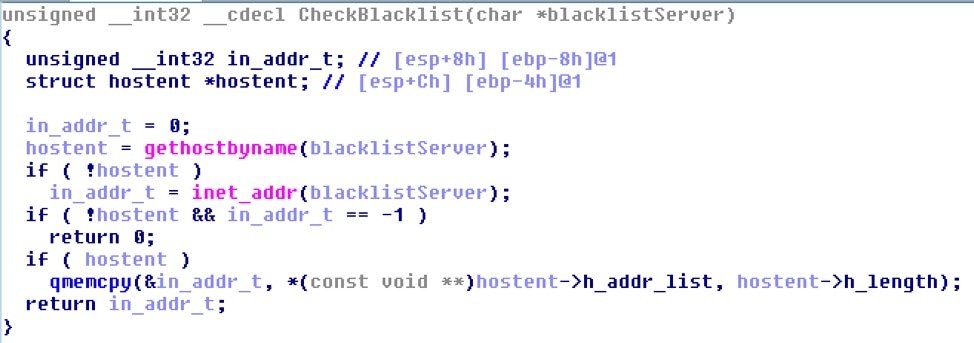 図2　DNS RBLルックアップと決定ツリーを表す擬似コード